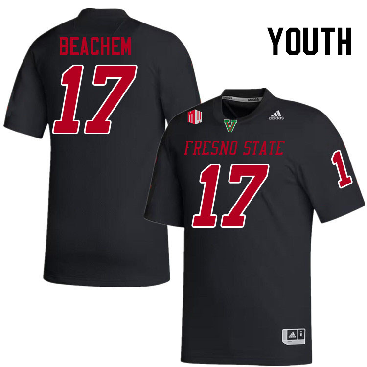 Youth #17 Kamron Beachem Fresno State Bulldogs College Football Jerseys Stitched-Black